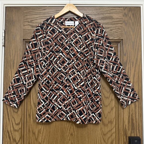 Alfred Dunner Womens Sz 12 Open Front Jacket Long Sleeve Cotton Stretch - Picture 1 of 10